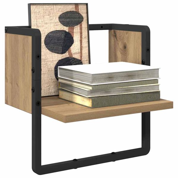 vidaXL P&oacute;łka ścienna z p&oacute;łką Dąb rzemieślniczy 30 x 25 x 30 cm