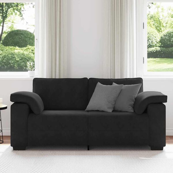 vidaXL Sofa dwuosobowa czarna 140 cm aksamitna