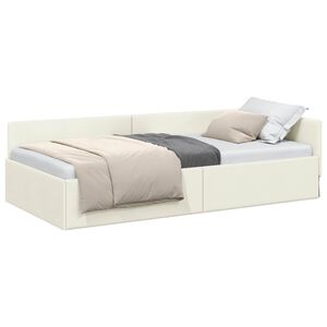 vidaXL Rama ł&oacute;żka narożnego Kremowy 80 cm x 200 cm Aksamit