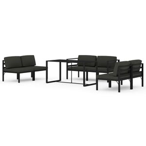 vidaXL 7-cz. zestaw mebli ogrodowych, poduszki, aluminium, antracyt