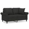 vidaXL 2-osobowa sofa z poduszkami, czarna, 120 cm, tkanina
