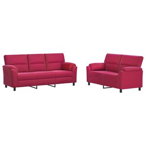 vidaXL Zestaw Sof 2 pcs Czerwone wino Welur