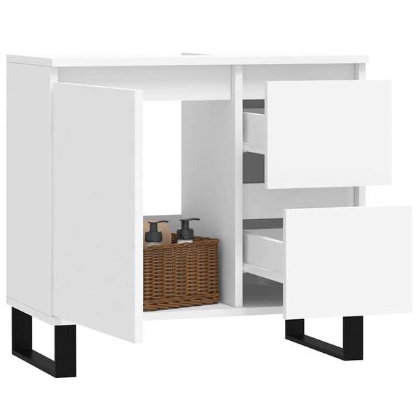 vidaXL Szafka łazienkowa, biała, 65x33x60 cm, materiał drewnopochodny