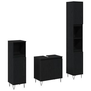 vidaXL Zestaw mebli łazienkowych 3 pcs Czarny Dąb 30 x 30 x 190 cm