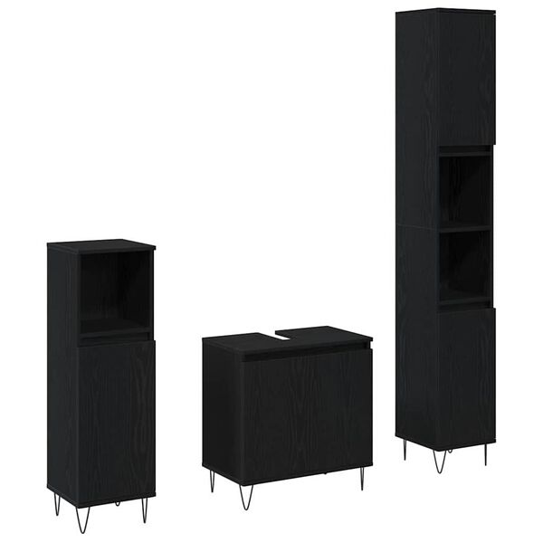 vidaXL Zestaw mebli łazienkowych 3 pcs Czarny Dąb 30 x 30 x 190 cm