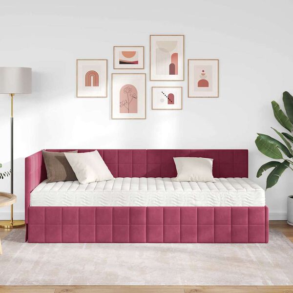 vidaXL Rama Ł&oacute;żka Narożnego z Materacem 2 pcs Zielony Aksamit