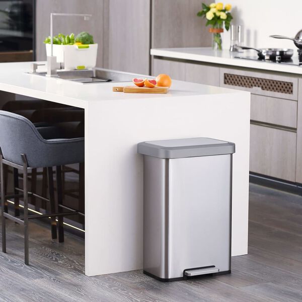 EKO Kosz na śmieci z pedałem Cozy, 45 L, matowy srebrny