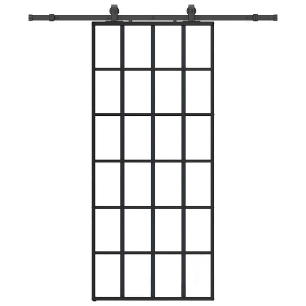 vidaXL Drzwi przesuwne z zestawem okuć czarne 90x205 cm ESG szkło