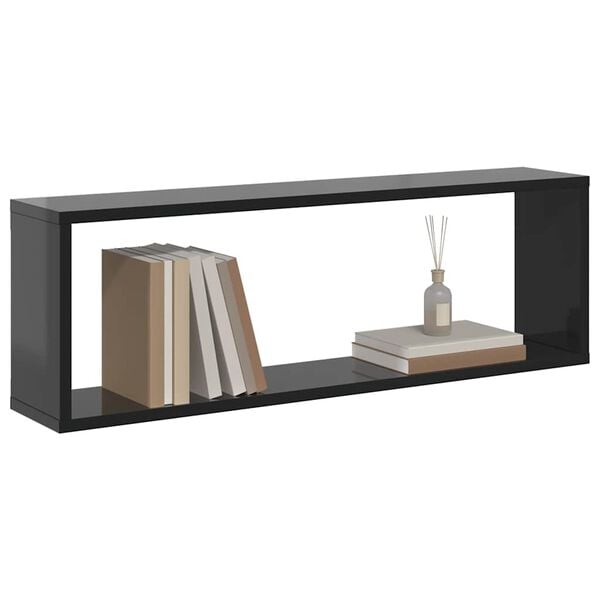 vidaXL P&oacute;łki ścienne kostki, 2 szt., szare z połyskiem, 80x15x26,5 cm