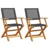 vidaXL Krzesła ogrodowe, 2 szt., czarne, drewno akacjowe i polirattan