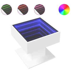 vidaXL Stolik kawowy z LED, biały 50x50x45 cm, materiał drewnopochodny