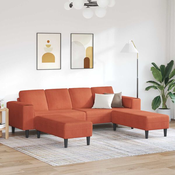 vidaXL Sofa Czerwono-pomarańczowy 250 x 188 x 76 cm Tkanina sztruksowa