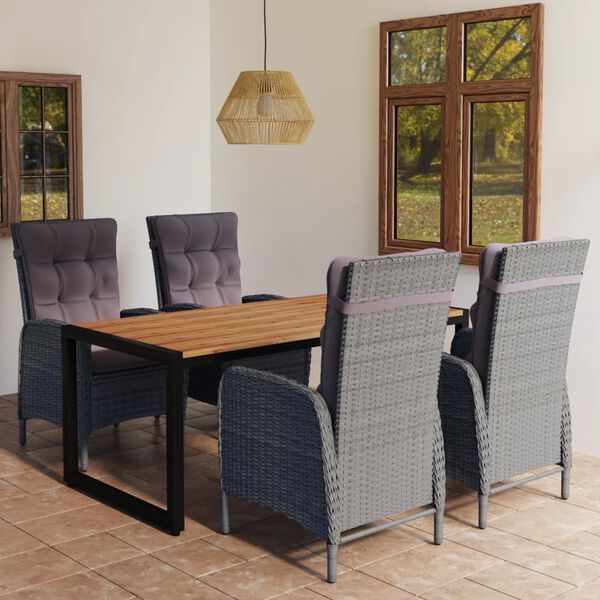 vidaXL 5-częściowy zestaw mebli ogrodowych, szary