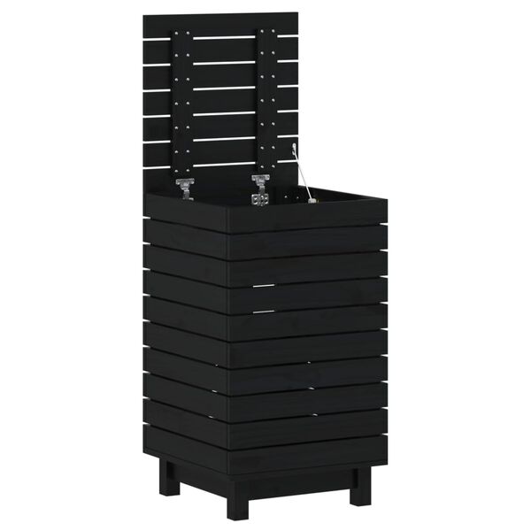 vidaXL Kosz na pranie, czarny, 44x44x76 cm, lite drewno sosnowe