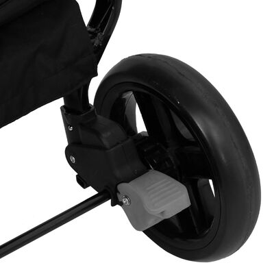 vidaXL Podwójny wózek spacerowy, szaro-czarny, stalowy