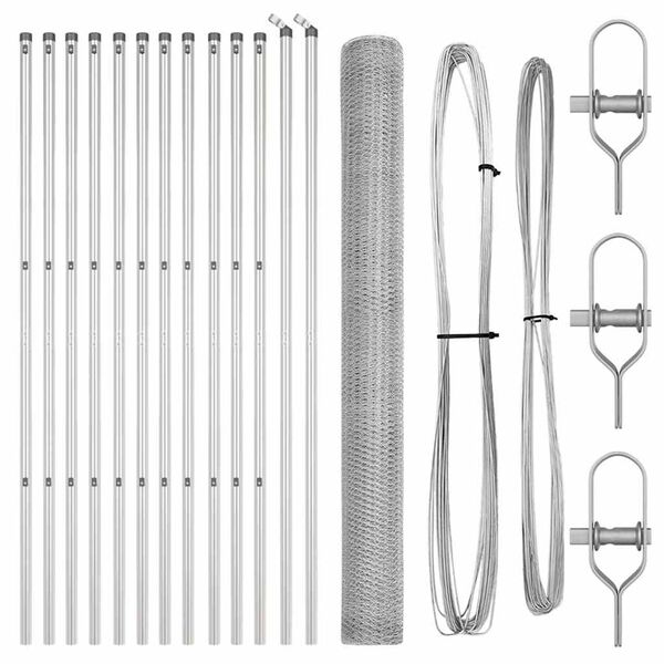 vidaXL Słupek ogrodzeniowy. Srebrny 25 x 1,6 m (25 mm siatka) Stal