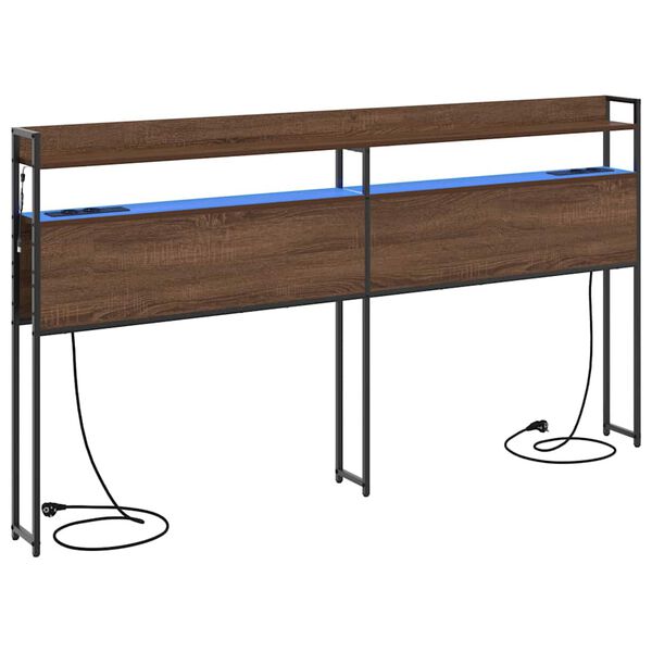 vidaXL Zagł&oacute;wek do przechowywania z p&oacute;łką Brązowy dąb 180 cm