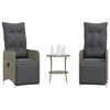 vidaXL Rozkładane fotele ogrodowe ze stolikiem, 2 szt., szare