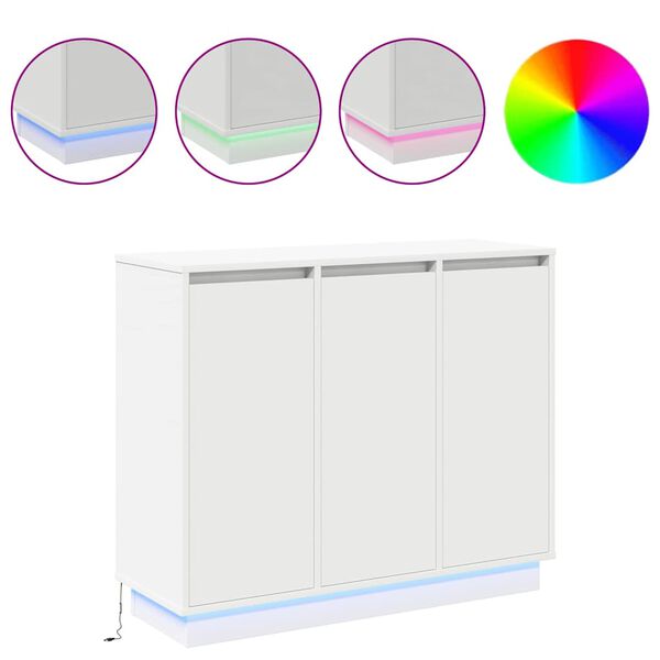 vidaXL Komoda LED Biały 90 x 32 x 75 cm Materiał drewnopochodny