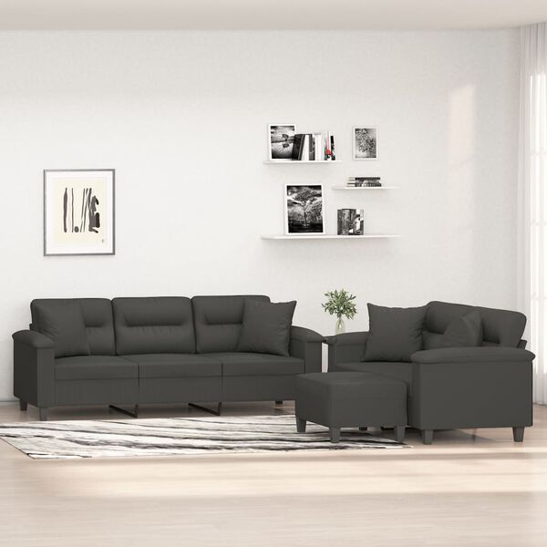 vidaXL 3-częściowy komplet wypoczynkowy, ciemnoszary, mikrofibra