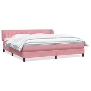 vidaXL Ł&oacute;żko typu Box Spring z materacami R&oacute;żowy 180x210 cm Aksamit