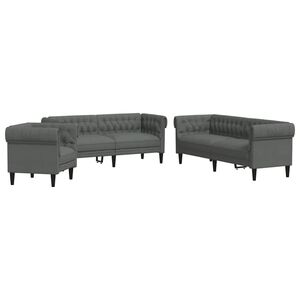 vidaXL Sofa do salonu 3 szt. Ciemnoszary tkanina