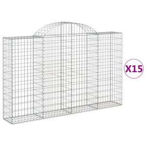 vidaXL Kosze gabionowe, 15 szt, 200x30x120/140cm, galwanizowane żelazo