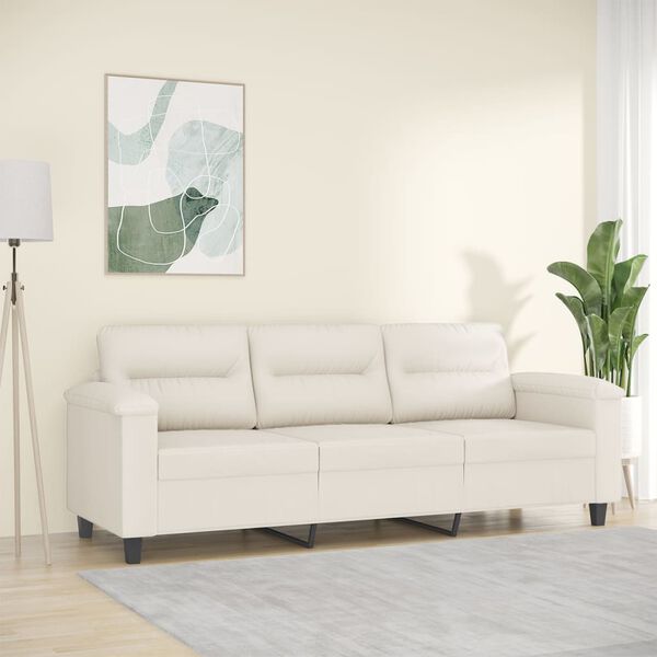 vidaXL 3-osobowa sofa, kremowa, 180 cm, sztuczna sk&oacute;ra