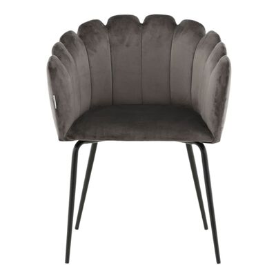 Venture Home Krzesło stołowe Limhamn, obite aksamitem, czarno-szare