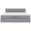 vidaXL Rama łóżka otomana z materacami, szara, 200x200 cm, tkanina