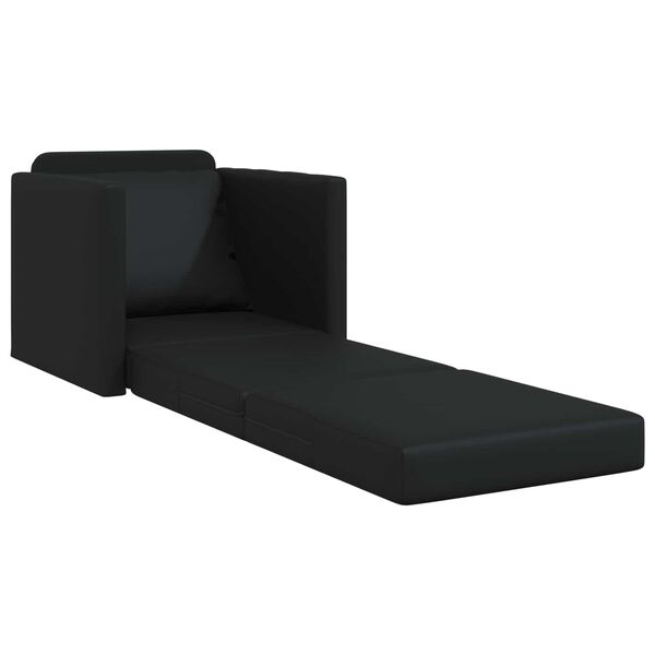 vidaXL Sofa podłogowa 2-w-1, czarna, 112x174x55 cm, sztuczna sk&oacute;ra