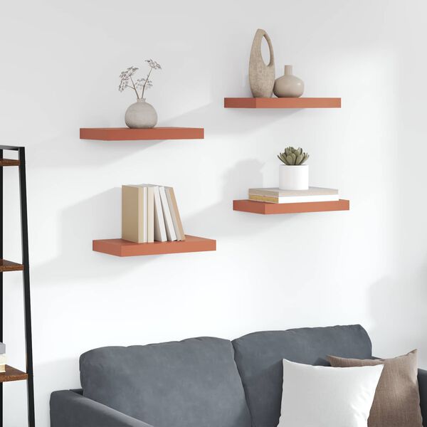 vidaXL P&oacute;łka ścienna z przechowywaniem 4 pcs Czerwony 40 x 23,5 x 4 cm