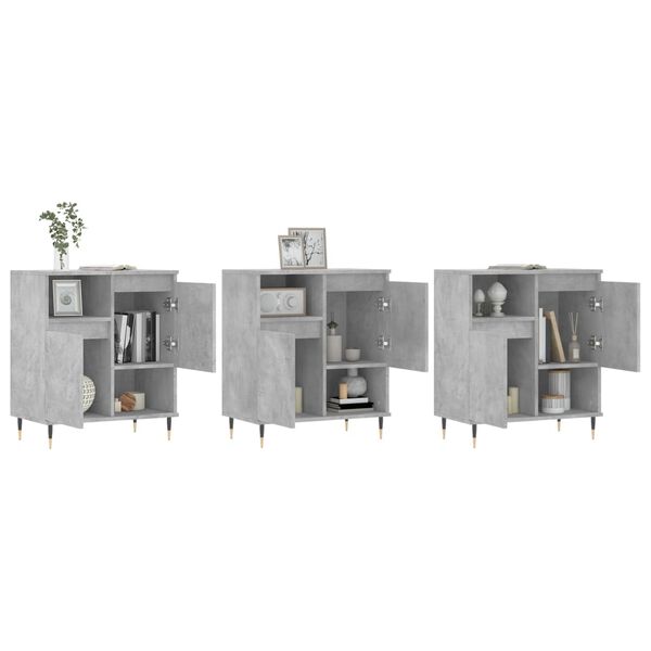vidaXL Szafki, 3 szt., szarość betonu, materiał drewnopochodny