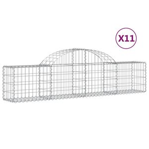 vidaXL Kosze gabionowe, 11 szt, 200x30x40/60 cm, galwanizowane żelazo