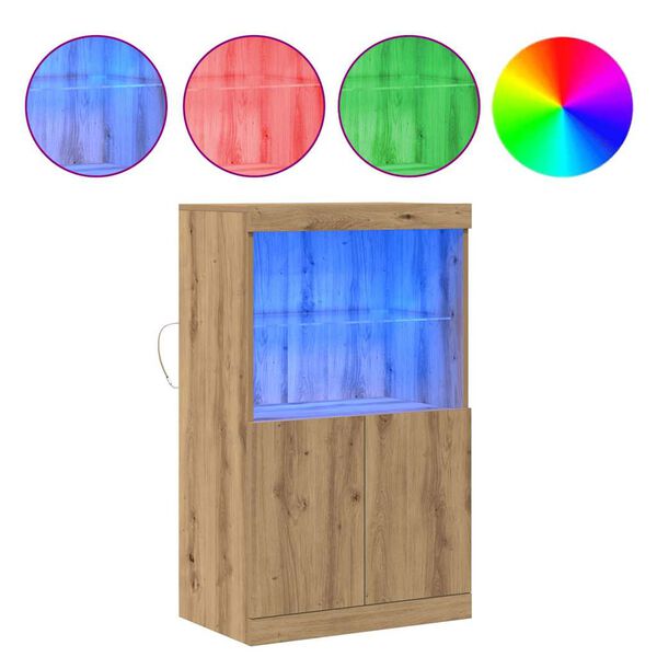 vidaXL Komoda LED Brązowy 60 x 37 x 100 cm Materiał drewnopochodny