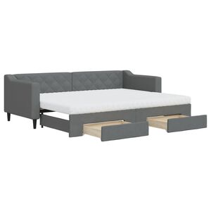 vidaXL Sofa rozsuwana z szufladami, ciemnoszara, 80x200 cm, tkanina