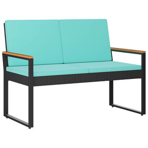vidaXL Ławka ogrodowa Czarny i Turkusowy 107 x 61 x 80 cm polirattan