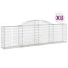 vidaXL Kosze gabionowe, 8 szt., 300x30x80/100 cm, galwanizowane żelazo