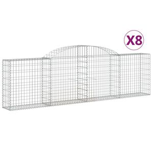 vidaXL Kosze gabionowe, 8 szt., 300x30x80/100 cm, galwanizowane żelazo