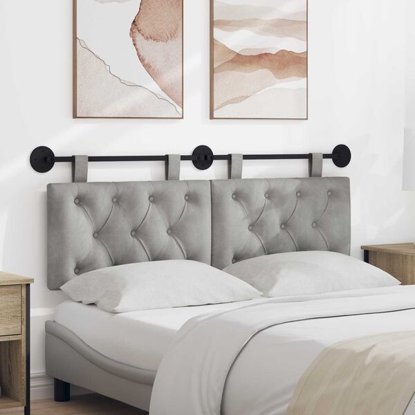 vidaXL Wisząca Głowa Jasnoszary 130 x 55 x 7 cm Aksamit