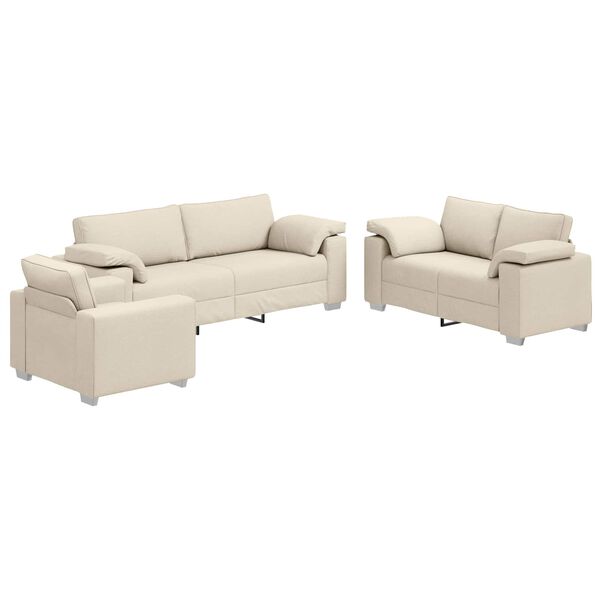 vidaXL Sofa 3 pcs Ciemnoszary Tkanina lniana