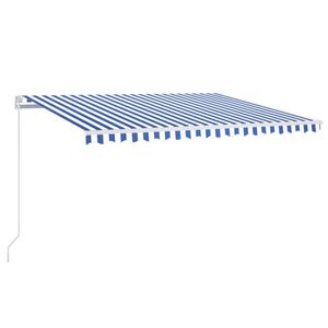 vidaXL Ręcznie zwijana markiza z LED, 400 x 350 cm, niebiesko-biała