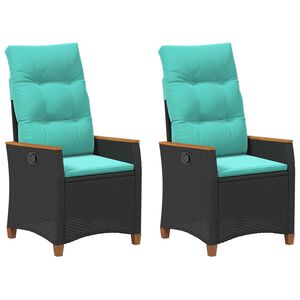 vidaXL Krzesło ogrodowe z regulowanym oparciem Czarny i Turkusowy