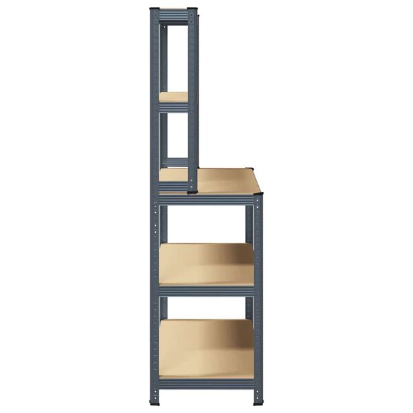 vidaXL St&oacute;ł roboczy z p&oacute;łkami antracyt stal i materiał drewnopochodny