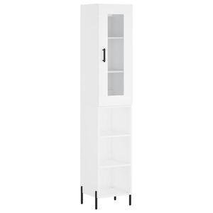 vidaXL Wysoka szafka, biała, 34,5x34x180 cm, materiał drewnopochodny
