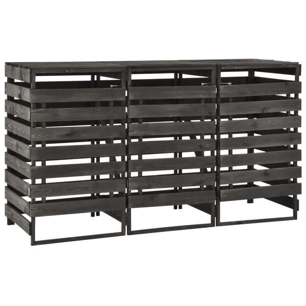 vidaXL Osłona na 3 kosze na śmieci, 210x75x121 cm, malowana sosna