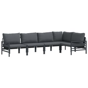 vidaXL Zestaw Sof na Ogr&oacute;d z poduszką 5 pcs Czarny Stal