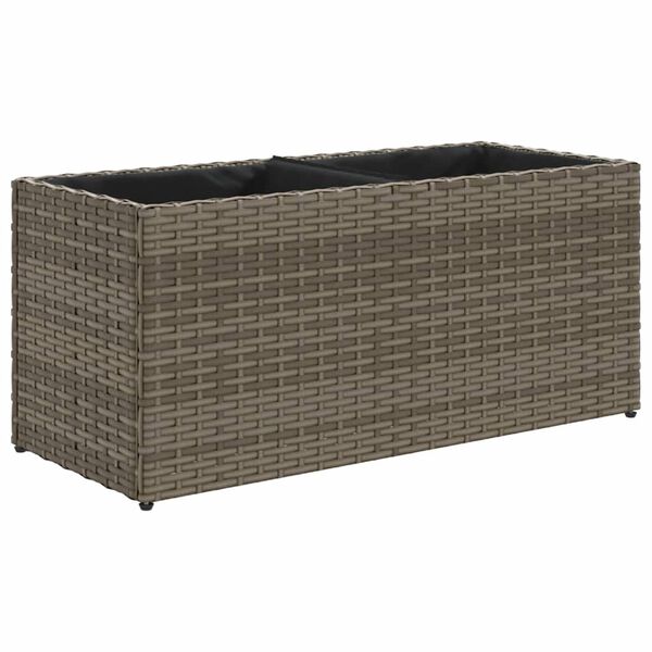 vidaXL Donica ogrodowa z 2 wkładami, szara, 72x30x32 cm, rattan PE
