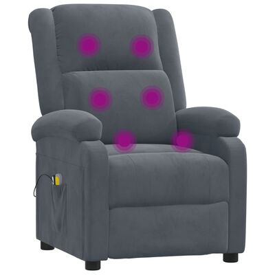 vidaXL Rozkładany fotel masujący, elektryczny, ciemnoszary, aksamit