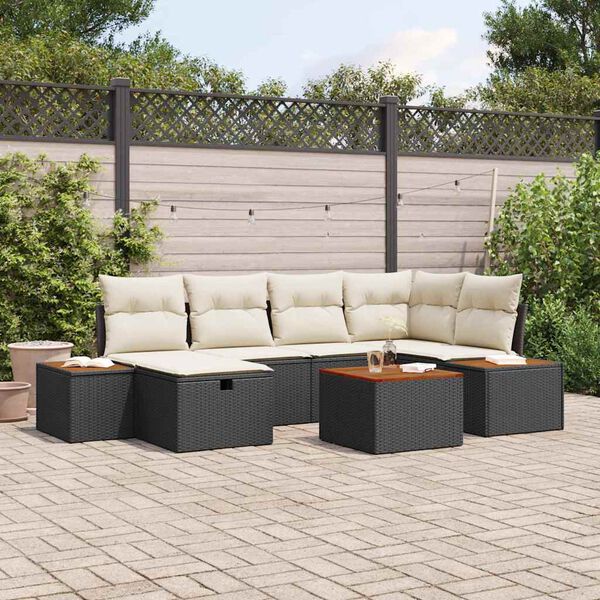vidaXL Zestaw Sof na Ogr&oacute;d 7 pcs Czarny 55 x 62 x 69 cm Polirattan